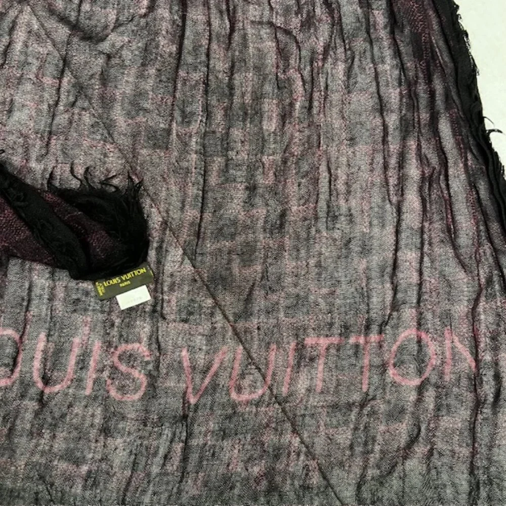 LOUIS VUITTON Etole Fringe Shawl Scarf 70% Cashmere/30% Silk  80